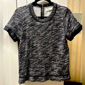 Madewell Sparkle Trim Sweatshirt Tee. Size ~ Large Marled black and gray